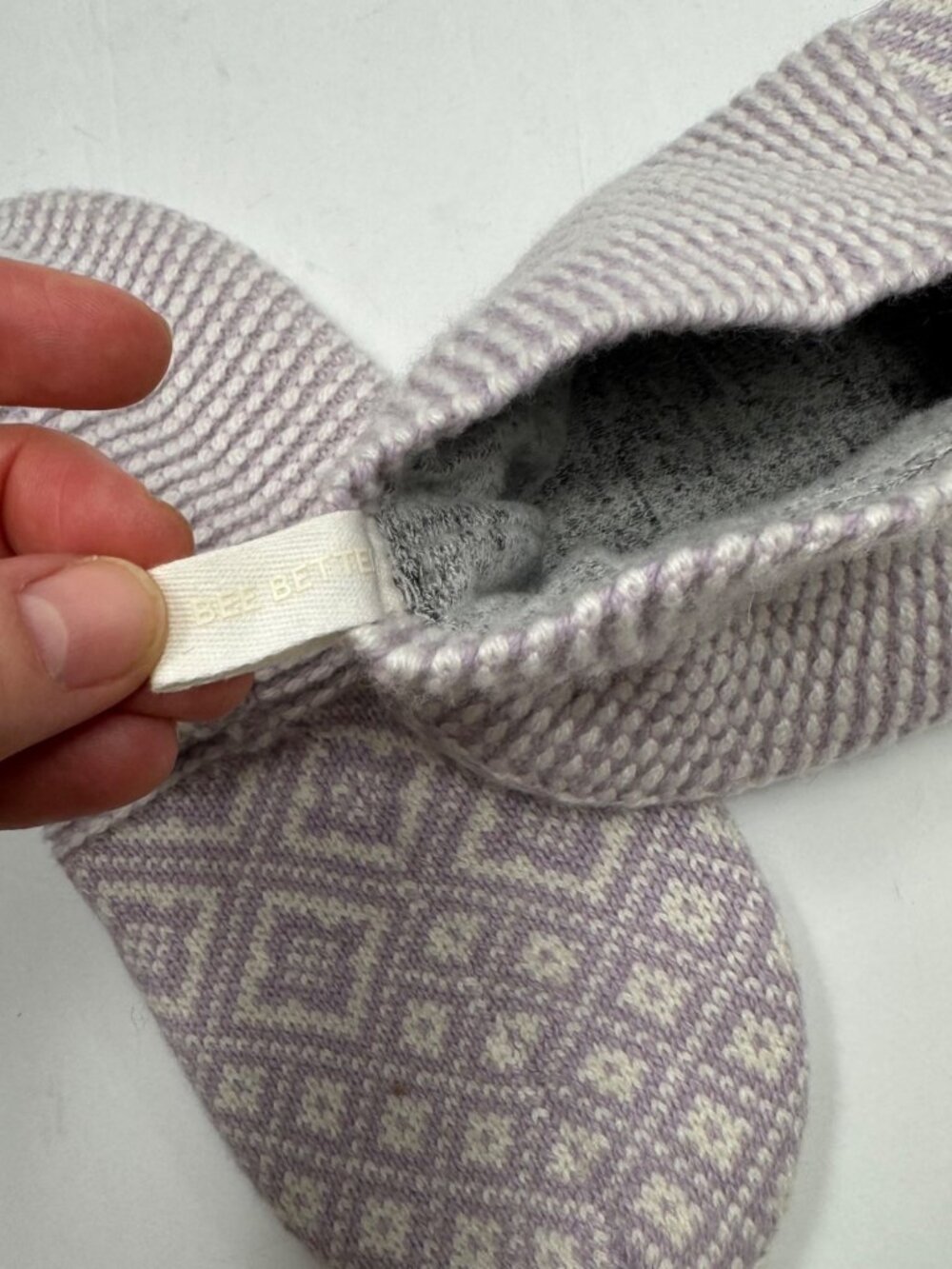 Bombas Womens Griipper Slippers Sz M Lavender Fair Isle Fleece Lined - Picture 7 of 9